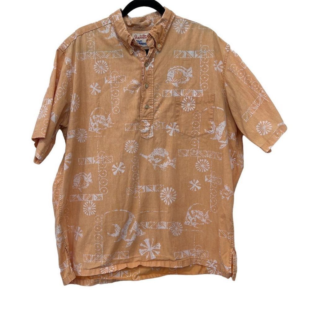 Reyn Spooner x Alfred Shaheen Shirt Mens XL Orange Hawaiian Angel Fish Vintage